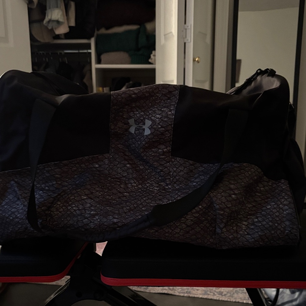 Under Armour Black and Gray Textured Duffel Bag